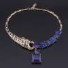 Ensemble collier, boucles d'oreilles et bracelets en cristal bleu, bijoux de mariée indiens, Costume de fête pour femmes, bijoux de luxe, cadeau