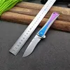 Top Quality Ball Bearing Flipper Folding Knife D2 Stone Wash Drop Pint Blade T6-6061 + Stainless Steel Handle EDC Pocket Knives