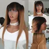 Blonde Ombre Human Hair Wig с челками 1B30 Прямой малазийский remy -remy -бесцветные парики для чернокожих женщин окрашенные без кружева