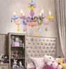 Макарон цвет подвесной лампа белая принцесса девушка детская комната спальня столовая хрустальный свет E14