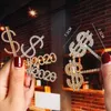 디자인 크리스탈 라인 석 편지 헤어 클립 골드 헤어핀 다이아몬드 단어 Barrettes 패션 $$$$ Bangs 클립 여성