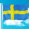 Sverige Banner 3ft x 5ft hängande flagga polyester Sverige National Flag Banner utomhus inomhus 150x90 cm för firande