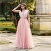 In voorraad hete explosie sexy kant v-hals mouwloze avondjurk / nieuwe roze backless prom jurken / in de winkel om meer stijlen te kiezen
