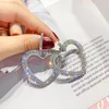 S925 Silver Full Diamond Bling Earring Heart Shape Exaggerated Personality Wild Drop Earrings for Women Party Wedding Lovers Gift Jewelry