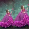 Театрализованное платье бальное платье драгоценный камень с длинным рукавом ручной работы цветок аппликация кружева цветок девушки платья на заказ дети формальная одежда вечернее платье