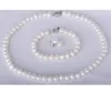 Collier de perles blanches naturelles de 8 à 9mm, 18 pouces, fermoir en argent 925, Bracelet et boucles d'oreilles gratuits