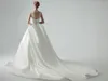 2020 Modest YL Elegantes Ballkleid mit Juwelen, ärmellose Brautkleider mit Schnürung, Satin-Schärpe, Rüschen, Brautkleider, Sweep-Zug-Brautkleider