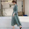 BGTeever elegantes Standkragen Rüschen Frauen Kleider
