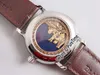 ZSF Le Brassus Currousel Erotic Timepieceオートマチックメンズウォッチホワイトダイヤルローズゴールドロマンマーカーブラウンレザーピュライメイメシ