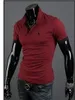 新しいTシャツの男性刺繍シャツデザイナーデニムブルーショートスリーブサマーポロストップティーメンズヒップホップスタイルS-5XL男性用