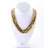 Corrente masculina Miami Cuban Link Curb 14k banhado a ouro Hip Hop 21 mm corrente grossa 24''286Q