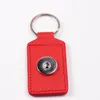 12pcs 다채로운 PU 가죽 열쇠 고리 사각형 펜 던 트 열쇠 고리 키 체인 맞는 18mm 스냅 버튼 가방 매력 여성 패션 쥬얼리