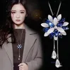Sweater Chain Pendants Necklaces Quality Shine Jewelry Austrian Crystal Fashion Swan Star Lucky Flowers Fox Dancing Girl Necklace free DHL