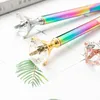 NEW Big Diamond Crystal Ballpoint Pens Rainbow Metal Gradient Pen School Office Writing Supplies Business Pen Stationery Student Gift GD307