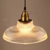 Retro Ribbed Glass Hängsmycke Lampa Creative Pot Cover Hotel Lounge Cafe Office Bar Counter Dinning Room Industrial Suspension Light