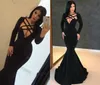 Siyah Mermaid Abiye V Boyun Kat Uzunluk Saten Slim Fit Uzun Kollu Balo Elbise Custom Made Ucuz Örgün Parti Törenlerinde
