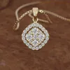 18k Rose Gold 2 Carat Diamond Pendant Square 18K Gold Chalcedony Bizuteria Women Square smycken Halsband Pierscionki Gemstone CX23063598