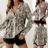 Sexy femmes léopard Blouse vacances à manches longues hauts 2019 nouveau automne col en v profond imprimé léopard plage dames Blouse chemises S-XL