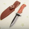 New LaNew Pure Hand Made Survival Straight Knife Thousand-yer Steel Drop Point Blade Wood Handle With Leather Sheath