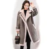 Winter Female Suede Jacket Women Parka Long Deerskin Lambswool Motorcycle Jacket Thick Warm Cotton Coat Ladies Overcoat