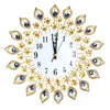 거실 가정 장식 대형 벽 시계 7459383 대형 벽 시계 공작 피콕 다이아몬드 금속 결정 디지털 바늘 클럭
