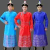 Mongolian Tibetan style clothing for men oriental costume male Chinese folk dance stage wear Adult Asia ethnic gown festival apparel