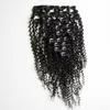 100g 8pcs Nouveau Venir Vierge Mongol Cheveux Humains 4a / 4b / 4c Afro Crépus Bouclés Clip Dans Les Extensions De Cheveux Pour Femme Noire