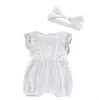 Newborn Lace Ruffle Pagliaccetto Baby Summer Boxer Tuta Fascia 2 pezzi Ragazze Tute color caramella Cool Tutine traspiranti Vestiti per bambini ZYQ332