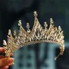 Princesa Corona alta Tiara Diamante de imitación Boda Nupcial Diadema de cristal Reina Tocado Joyería Fiesta Baile Chica Sombreros Joyería Oro Lujo