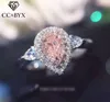 Jóias 925 anéis de prata para mulheres moda rosa gota de água simples jóias noivado presente de casamento anel anillo cc5851091185