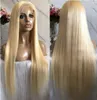 Celebrity Lace Front Wig # 613 Loira Sedosa 10A Grau Indiana Virgem Virgem Humano Cabelo 60 # Loiras Perucas de renda completa para mulher Fast Express Entrega