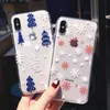 スノーフレークの木のクリスマスの透明な電話ケースはiPhone X XS XR XS MAX 8 7 6 6SプラスソフトTPUかわいいバックカバー冬の贈り物