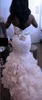 페르시 된 연인 인어 웨딩 드레스 2019 Ruffles 스윕 기차 다시 덮여 버튼 Bridals 가운 레이스와 얇은 명주 그물 웨딩 드레스