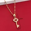 New Fashion Nice Key Pendant Luxury Gold Color Crystal Key Chain Pendant Necklace Elegant Jewelry Accessories For Women