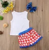 Baby Baseball Clothing Sets Kids Sleeveless LOVE Letter Print monogrammed shorts Shirt pants for Independence Day 3pc/set BY0991