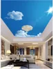 Mooie blauwe hemel en witte wolken Zon Plafond Muurschildering Kunst Schilderen Woonkamer Slaapkamer Plafond Achtergrond behang