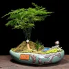 Kreatywny ceramiczny garnek kwiatowy chiński styl duży asparagus bonsai garnki rośliny garnki sukulenty fioletowy piasek retro stoneware Luty 8 finis