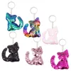 12st Cat KeyChains Colorful Sequin Glitter Key Holder Keyring Key Chain för bilnyckel Cellphone Tote Bag Handbag Charms2518231