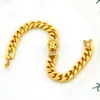 Leopard Head Wrist Chain18k Gul Guldfylld Curb Mens Womens Armband Classic Style Smooth Polished Smycken