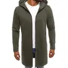 İlkbahar ve Sonbahar Kapüşonlu erkek Ceket Kol Çizgili Orta Uzunlukta Rahat Rüzgarlık Fermuar Hırka Trençkot Palto Coat1