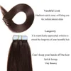 Dubbeldragen full nageljusterad remy Vrigin Pre Bonded Black Blond Brown 100g Rak hud väft Lim Tape Ins Human Hair Extension
