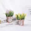 Dekorative Blumen Kränze Gefälschte Lavendelblume Kleine Mini-Topf-Bonsai-Grünpflanze Künstliche Heimdekoration Hochzeitszubehör1
