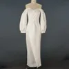 Kvinnor Wrap Klänning Sexig V Neck Lantern Sleeves High Slit Dresses Night Fira Party Dating Robe Tunik Kvinna Ny 2020 Mode