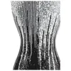 Angelfashions femmes classique argent noir paillettes Transparent Tulle Maxi gaine Cocktail robe de soirée Vintage fête 4582551495