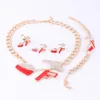 Fashion Hip Hop Golden Statement Red Emamel Crystal Pistol High-Heeled Shoes Pendant Party Gift Halsband Armband Earring Ring254W