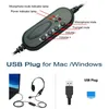 마이크가있는 USB 이어폰 소음 제거 컴퓨터 헤드셋 PC / 노트북 / Mac / School / Kids / Call Centre 용 경량 유선 헤드폰