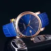 Nieuwe San Marco Classico Rose Gold Case 8156-111-2 / 91 Automatische Heren Watch Date Stud White Dial Bruin Lederen Band Horloges Hello_Watch 6Color