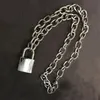 Ręcznie robione mężczyźni kobiety Unisex łańcuch Naszyjnik ciężki kwadratowy zamek metalowy obroża Naszyjniki 4193453