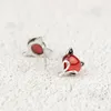 Pendientes de plata 925 versión coreana femenina del pequeño zorro granate rojo fresco joyería de oreja de animal lindo