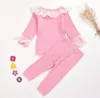 Babykleding kids meisjes kanten kleding sets kind artikel pit top broek past suits effen lange mouwen broek broek homewear pyjama sets py640